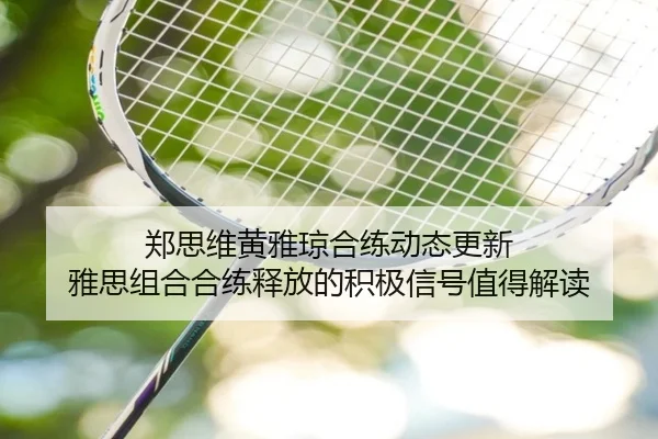 郑思维黄雅琼合练动态更新 雅思组合合练释放的积极信号值得解读